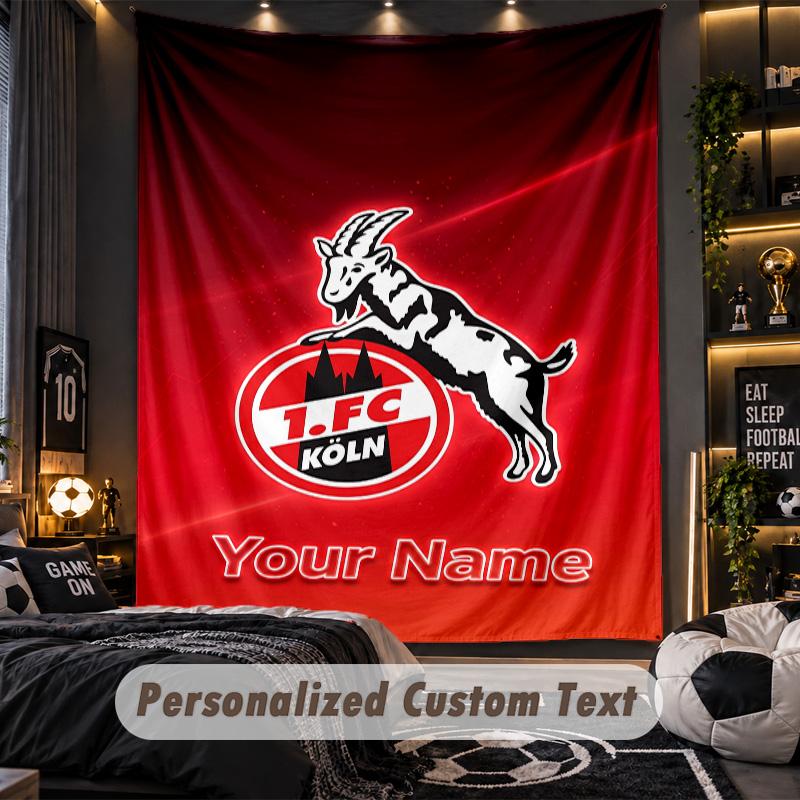 Wandteppich FC Köln Benutzerdefinierter Name Text Personalisierter Wandbehang Teppich Heimwanddekoration