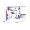 Jan. 2026 - Dec. 2026 2026 Flower Calendar Daily Study Foldable English Calendar Colorful Planning Double-coil Calendar Office