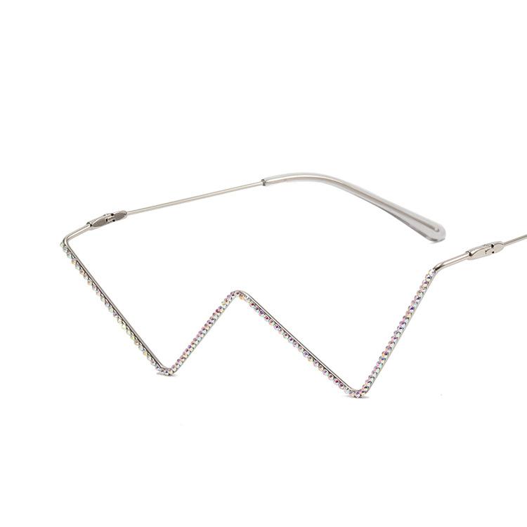 

Женские очки, модные персонализированные очки в стиле хип-хоп, технологии будущего, металлические очки со вставками из ромба, оправа для очков Street Shot, вогнутая форма, очки для подиума