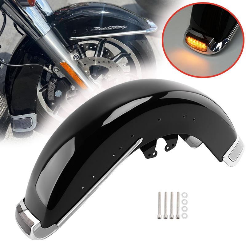 Motorcycle Front Fender Assembly with Tip Light Trim For Harley Touring Road King Electra Glide Street Road King Glide 2014-up