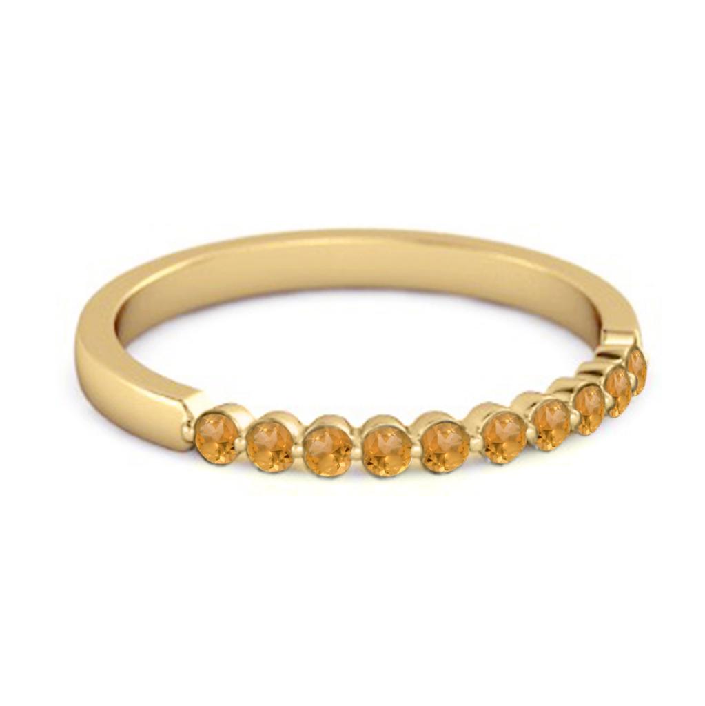 Citrine Half Eternity Design Band Ring - 925 Sterling Silver Gold Vermeil