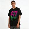 Brain Melt Number 67 Print Streetwear Casual Short Sleeve T-Shirt Pure Cotton T-shirt