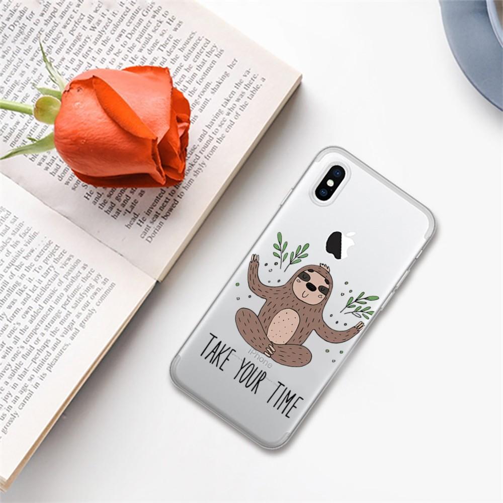 

Cute Sloth Animals Phone Case For iPhone 15 14 13 12 11 Pro Max Mini X Xs XR 6 7 8 Plus SE 2020 Transparent Case iPhone 12 mini