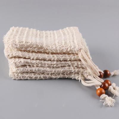 Natural Eco-Friendly Sisal Soap Saver Bag Net Mesh Exfoliator Foaming Net Beads