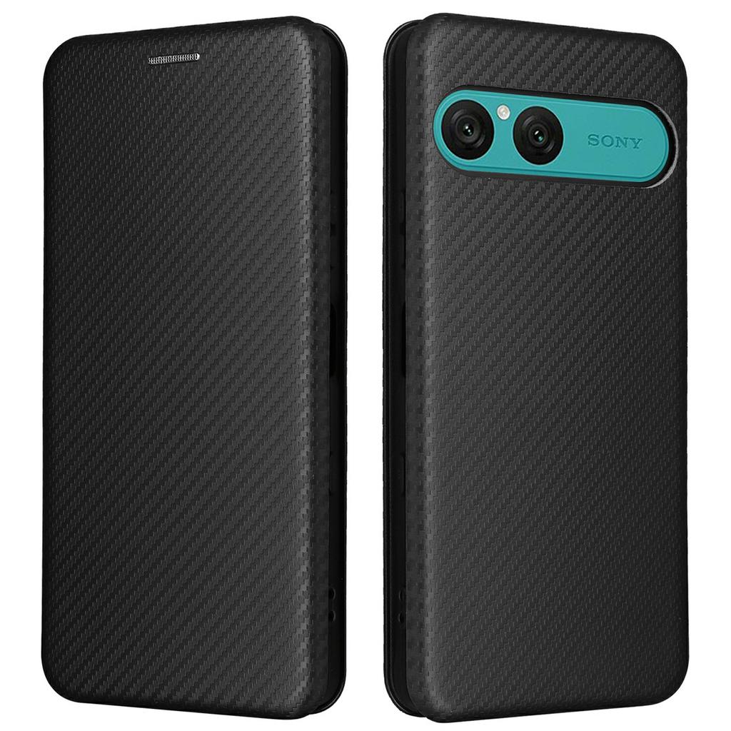 For Sony Xperia 10 VII Case Carbon Fiber Texture Drop-Proof PU Leather Phone Cover