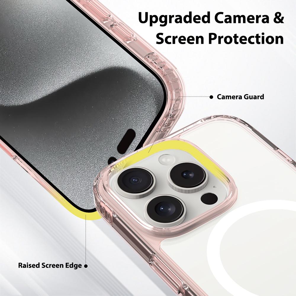 For iPhone 16 Pro Case Compati with MagSafe PC+TPU Clear Phone Cover with Tempered Glass Screen Protector