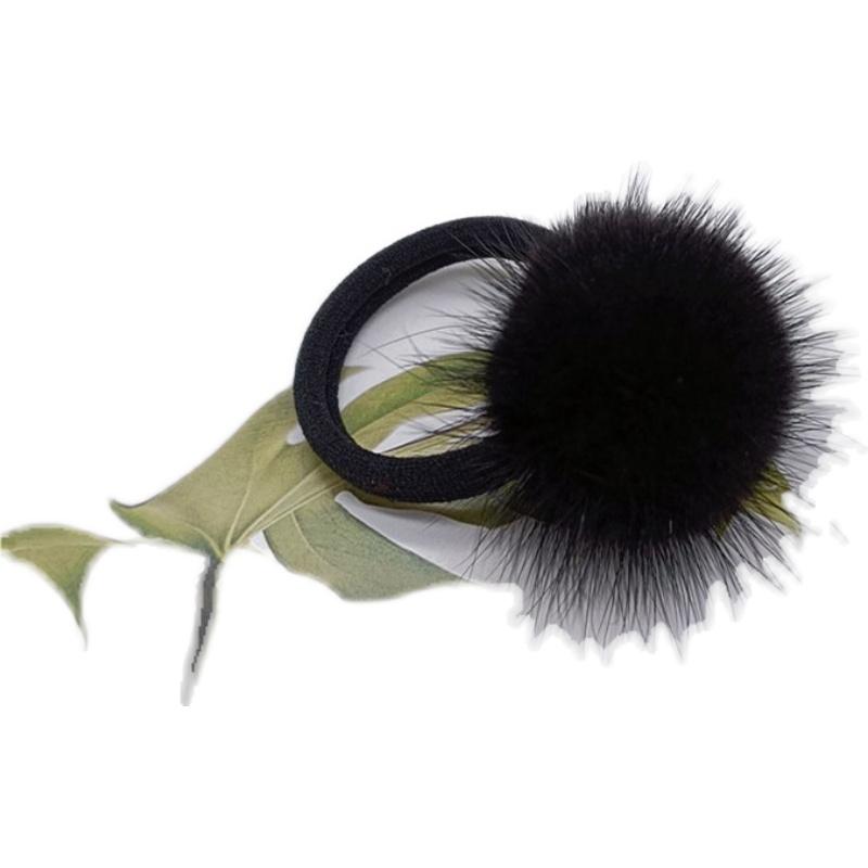 Plush Ball Head Rope, Mink Ball Hair Accessories, Fashionable  Girls' Hair Rings, High Elastic Rubber Bands, Large Plush Ball Hair Rope