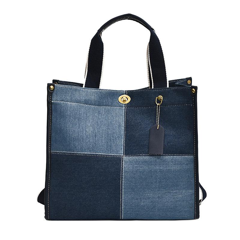 

Джинсовая сумка Женская новая повседневная сумка-тоут большой вместимости для работы, на плечо, сумка-мессенджер, цветная сумка темно-синий