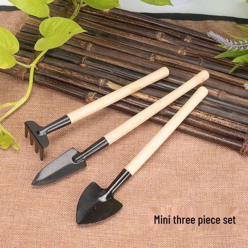 Home Gardening Trio: Mini Shovel, Iron Spade, Bonsai & Succulent Tools