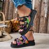 Fashion Women Shoes Mix Color Chunky Platform Slippers Women 2025 Fashion Flowers Non-Slip Sandals Woman Buckle Soft Thick Bottom Slides