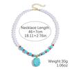 Turquoise Stone Beaded Necklace With Water Drop Pendant Blue Green Beads Layered Look Daily Jewelry For Women Casual Commuter Style 41-50 Cm