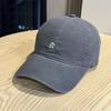 Washed cotton soft top lamb embroidery big head circumference baseball cap female simple versatile face small couple cap