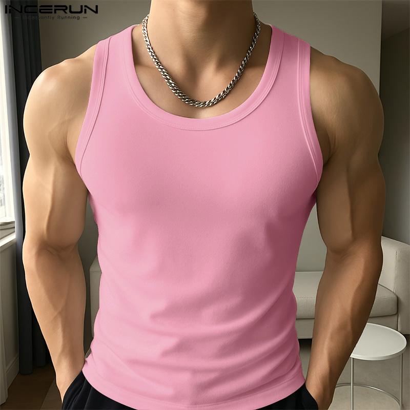INCERUN Sommer Herre Rund Hals Ensfarget Sport Fritid Tanktopper Undertrøyer