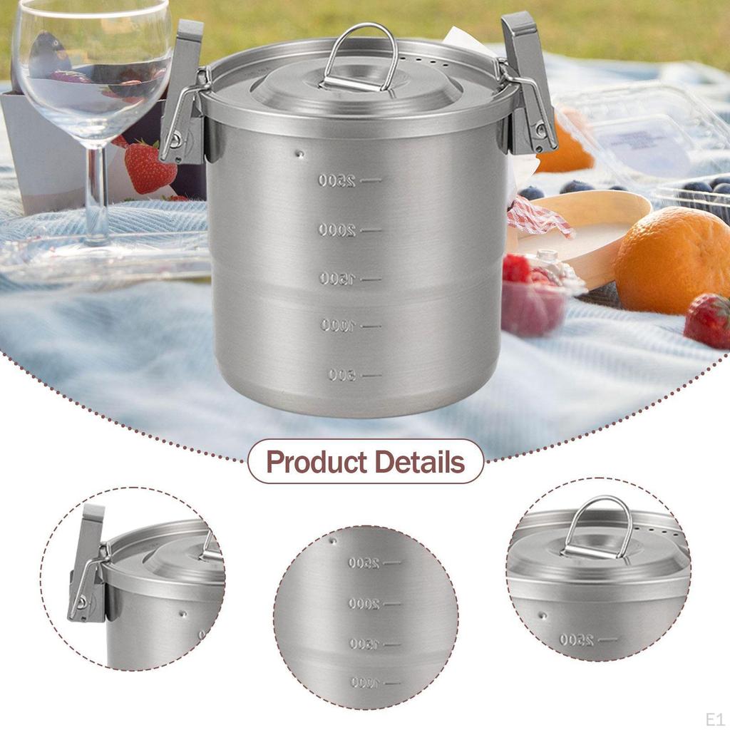 Camping Cooking Pot Campfire Cookware Utensil with Handle Lightweight Lid Soup for