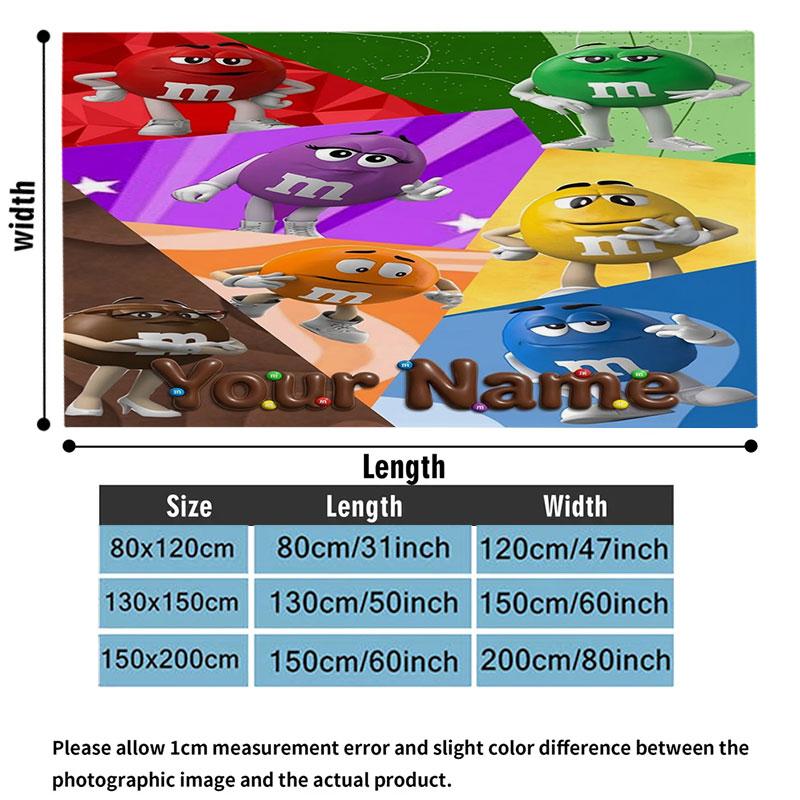 1PC M&M's Custom Name Patterned Flannel Blanket Suitable For All Seasons for Home Decor Warmth and Comfort Gifts Holiday Present