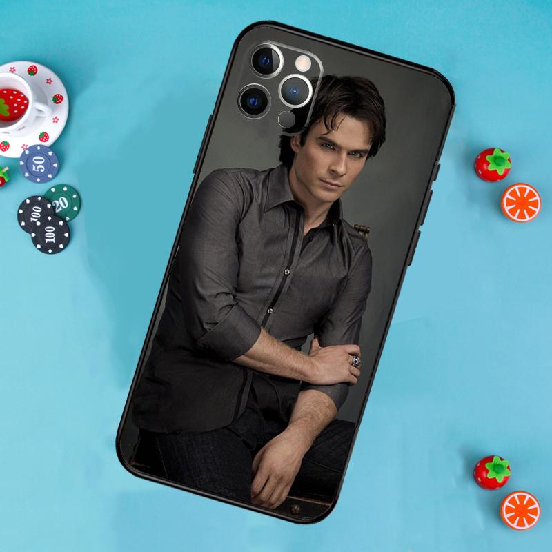 Damon Salvatore Vampire Diaries Phone Case For iPhone 17 Air 16 15 14 13 11 12 Pro Max 13 12 mini 15 16 Plus 16e Cover Funda