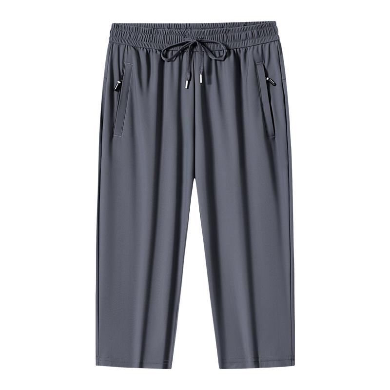 Unisex Quick-Dry Elastic Capris - Plus Size, Ice Silk, Loose Fit for Outdoor and Running