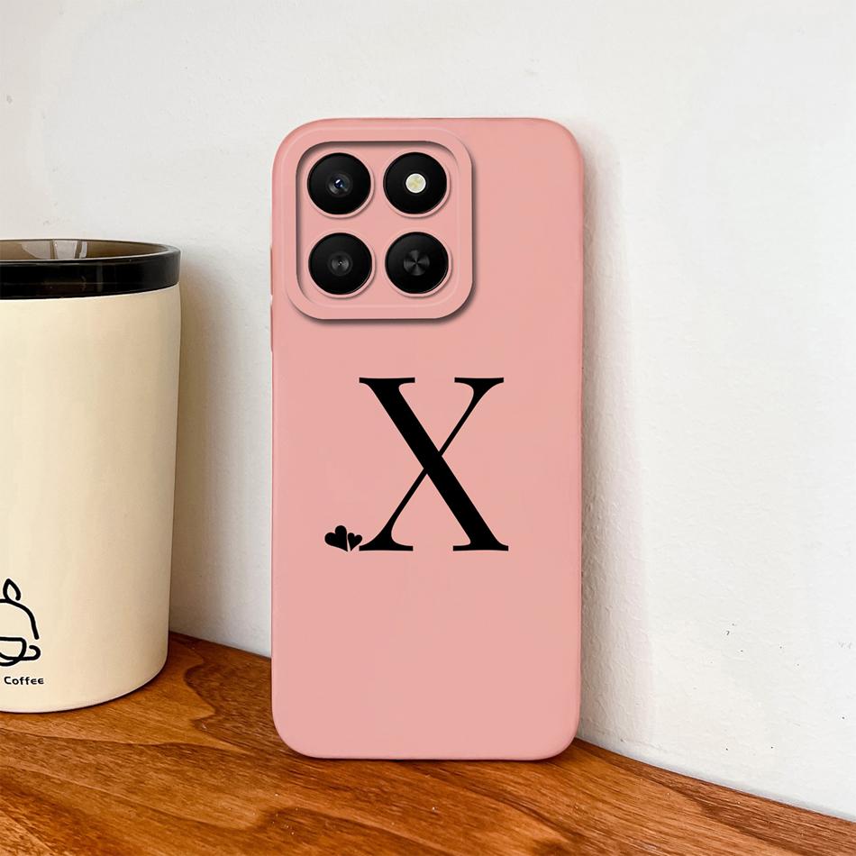 For Honor X7d X9d X70 5G Case Simple Heart Letters Soft Liquid Silicone Phone Bumper For Honor X 7d X 9D X 70 Protective Cover