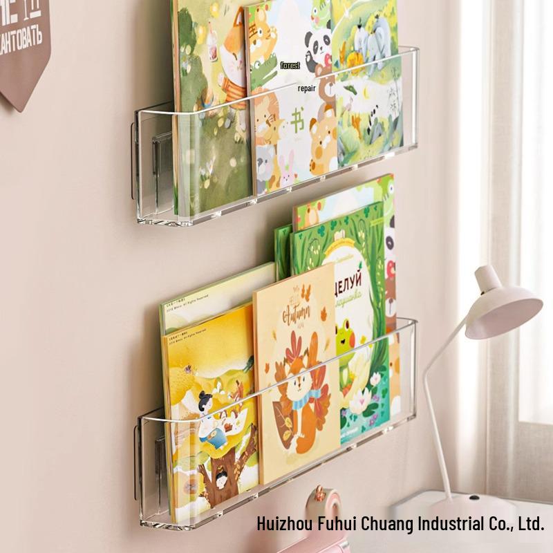No-Drill Wall-Mounted Acrylic Bookshelf: Hallway & Behind-Door Storage for Children's Books