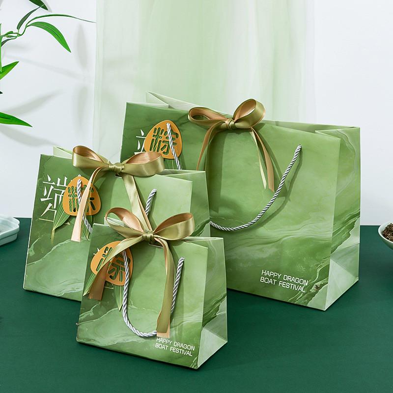 Traditional Dragon Boat Festival Zongzi Gift Bag With Eco Friendly White Card Paper For Celebrations