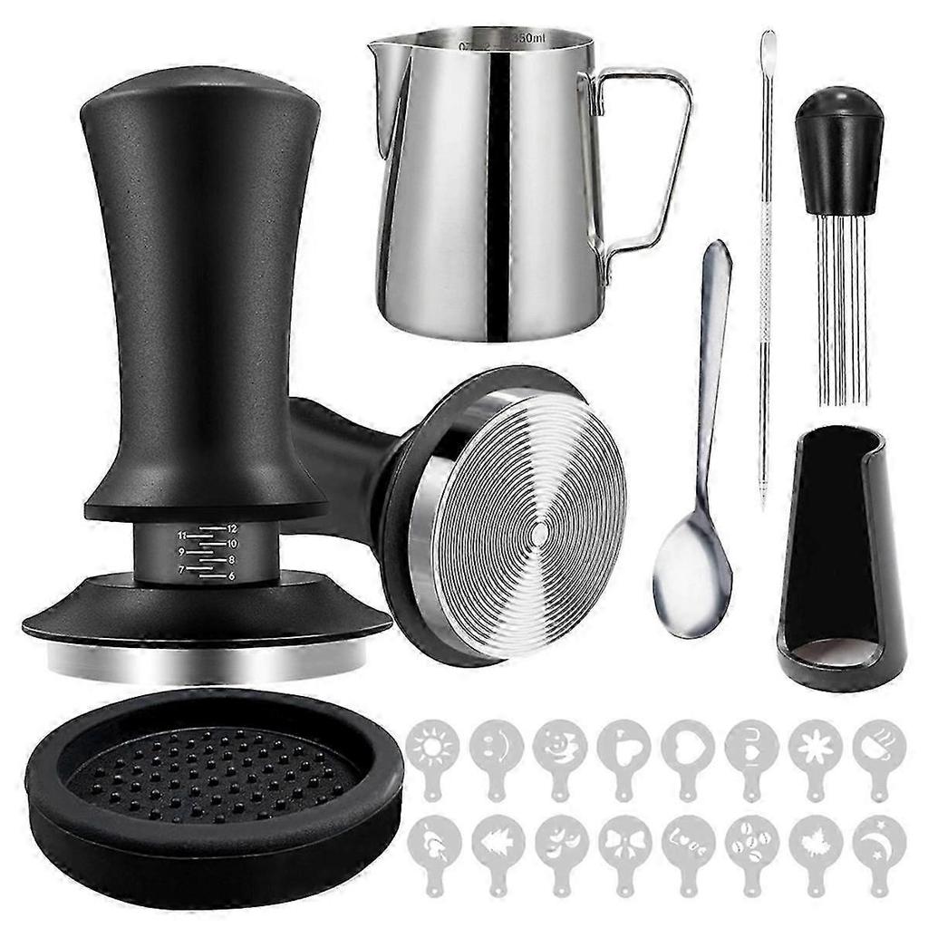 Set di 22 Accessori per Caffè Espresso con Pressino, Strumento WDT, Mescolino e Lattiera 51mm