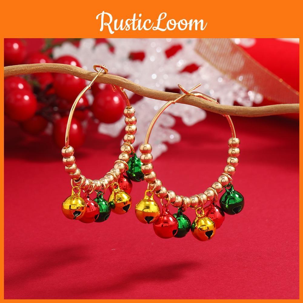 Party Christmas Earrings With Snowflake Bell For Women Holiday Gift Accessory