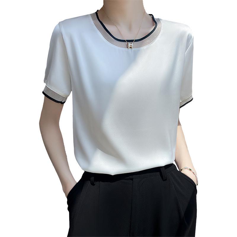 Women's Heavyweight Short Sleeve Crew Neck Mesh Base Layer T-Shirt in White