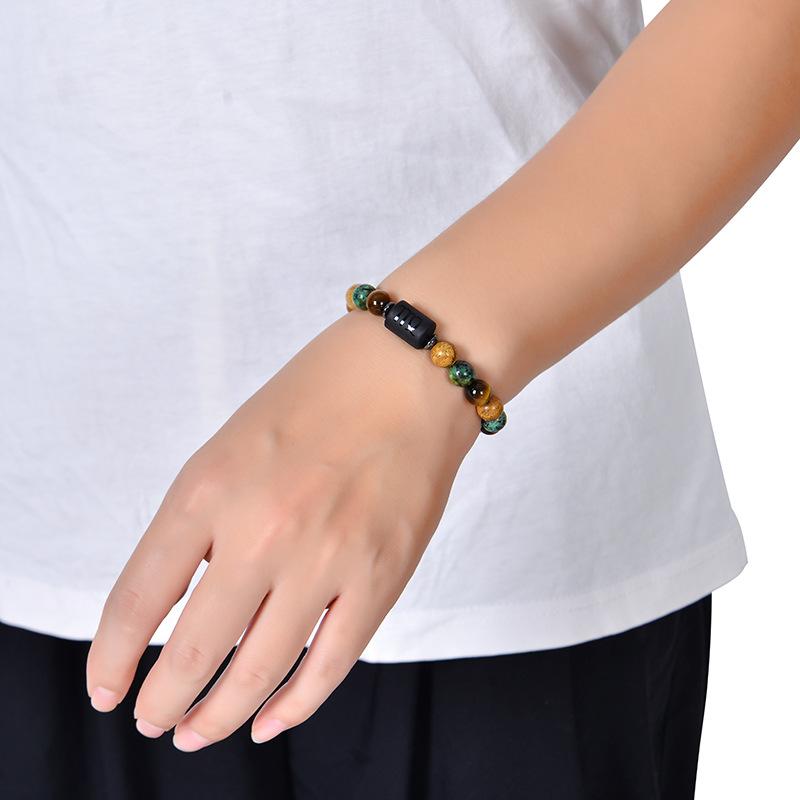 Natural Stone Tiger Eye Picture Jasper Round Beads 12 Constellation Bracelet for Men and Women Zodiac Signs Bracelet Aries