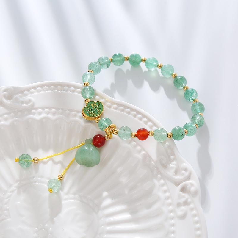 Lotus Pod Bracelet Green Strawberry Crystal Bracelet. Bangles Women Fashion Jewelry Accessories Gift