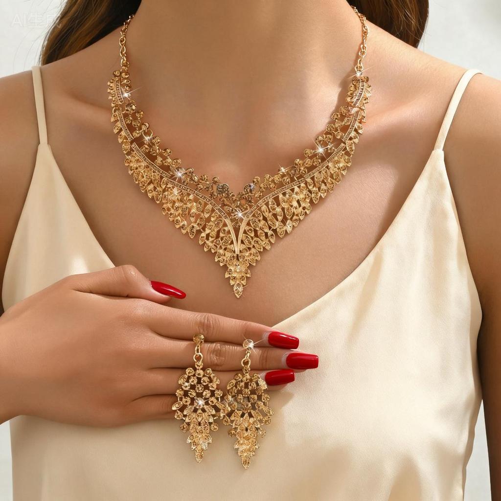 2024 Exquisite Rhinestone Necklace & Earring Set: Party, Evening Dress & Wedding Accessories