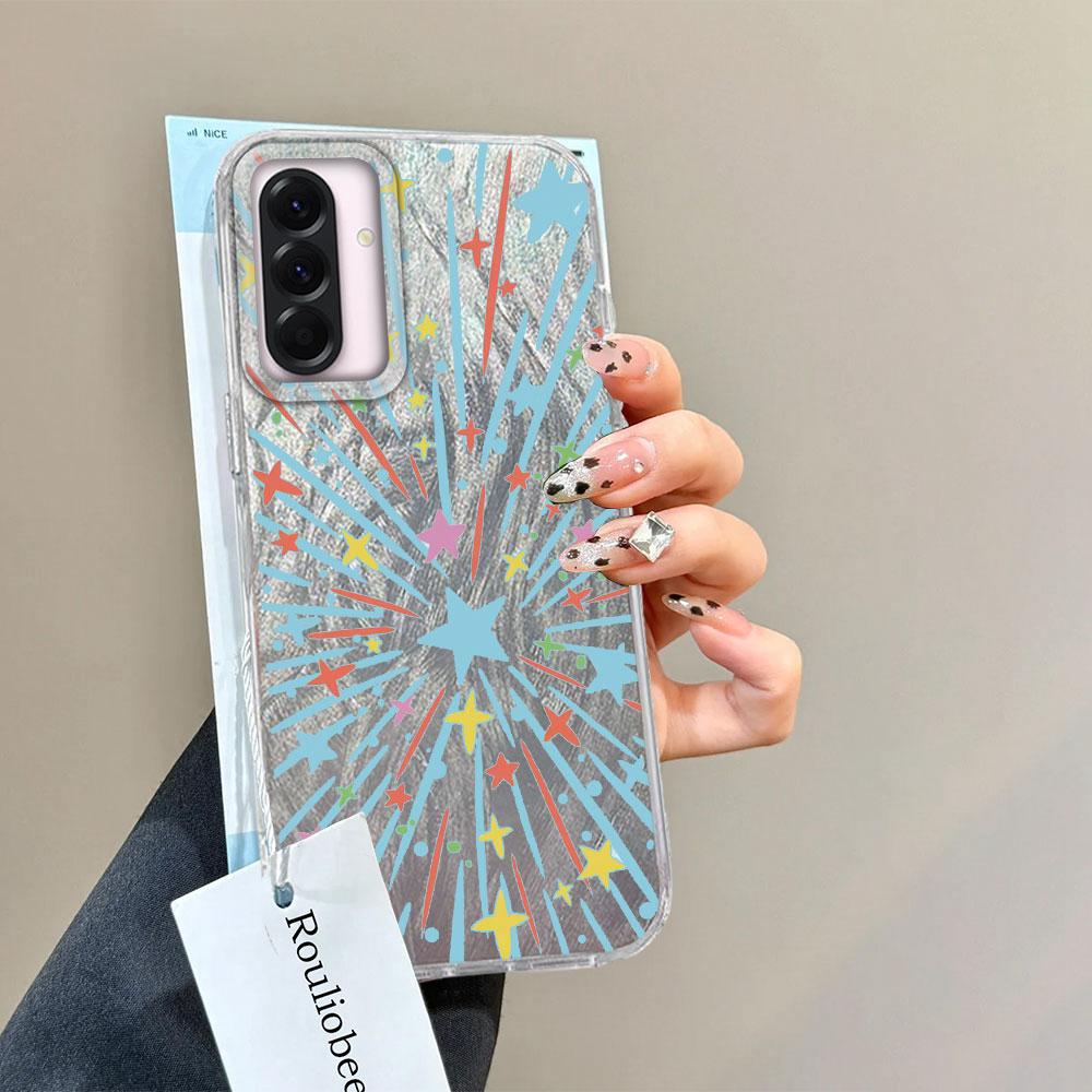 Fashion Colorful Fireworks Stars Phone Cases For Samsung Galaxy A56 A26 A16 A36 A15 A25 A35 A55 S24 S25 Couple Back Shell Cover