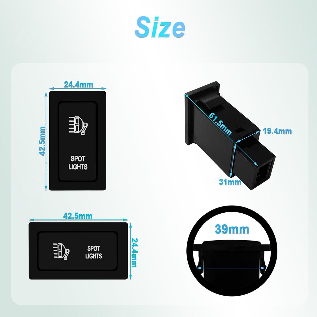 12V Push Switch Car On/Off Power Button for Fog Light Radar Fan DRL Lock Horn Spot for Toyota Prado 90 95 LandCruiser Button Relays 5