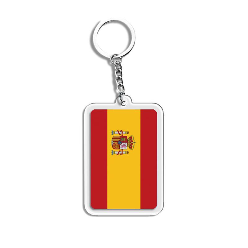 Acrylic Keychain Country Flags Collection United States Spain Russia France For Car Key Bag Gift Souvenir