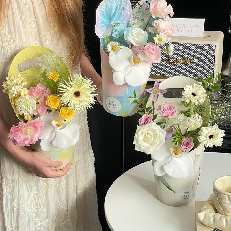 5 Piezas Caja de Flores Impermeable Bolso para Ramo Grueso Caja de Embalaje para Flores Bolso de Papel Kraft Resistente a los Arañazos Para Fiesta Festival