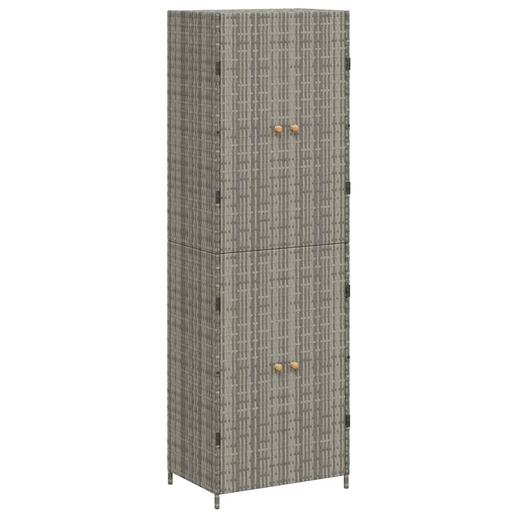 Vidaxl Garden Cabinet, Grey, 59X40X180 Cm, Pe Rattan