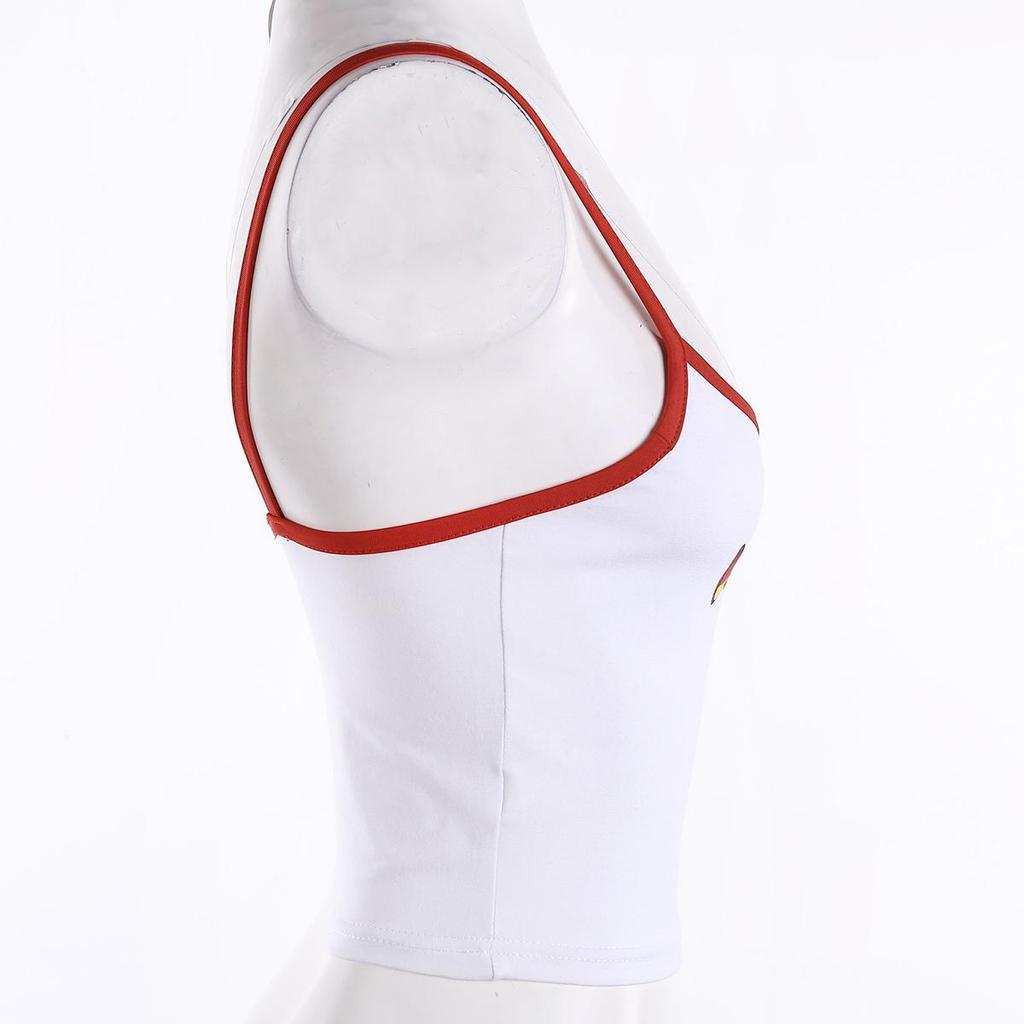FASHION Women Sleeveless Camisole Cartoon Letter Demon Print Summer Short Elastic Soft Vest