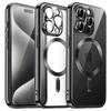 Magnetic Plating Case For iPhone 16 15 14 Plus 13 12 11 Pro Max Camera Lens Protector Glass For Magsafe Wireless Charger Cover