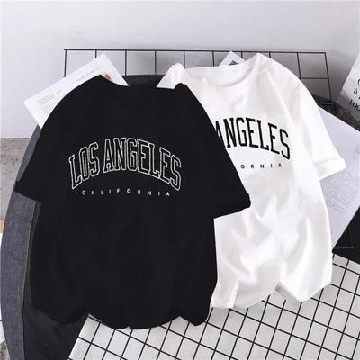 Los Angeles Fashion Unisex T-shirts USA Letter Print Short Sleeve Graphic Cotton T Shirt Summer Y2k Tops Women Oversized T Shirt