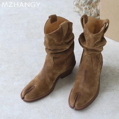Stivaletti da Neve Chunky da Donna a Metà Polpaccio in Pelle con Tacco di Design Scarpe Donna Tendenza 2024 Stivaletti Chelsea Inverno Passeggio Nuovi Comodi Mujer Botas