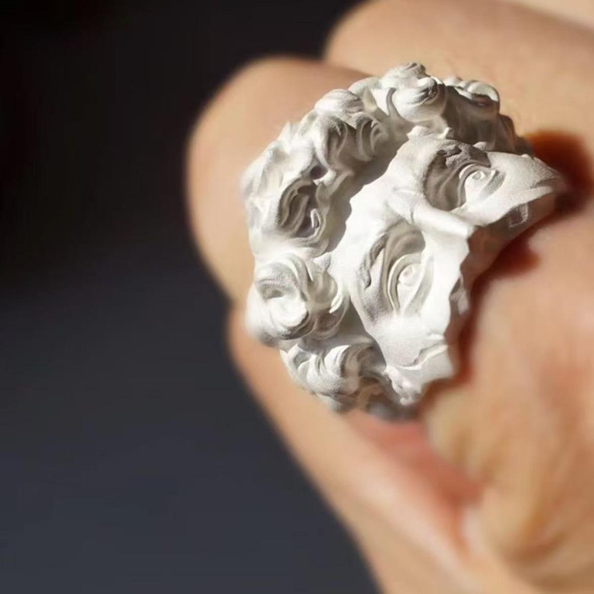 

Мода Ретро Искусство Половина Лица Венера Рельеф Открывающийся Класс Кольцо с Тонкой Настройкой Женский Элегантный Темперамент Изысканное Кольцо-Бандаж с Темпераментом Ювелирные Изделия серебряный