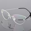 Rimless Cat Eye Titanium Alloy Glasses Men Ultralight Eyeglasses Women Frameless Eyewear Optical Myopia -0.5 -1.0 -1.5 To -6.0