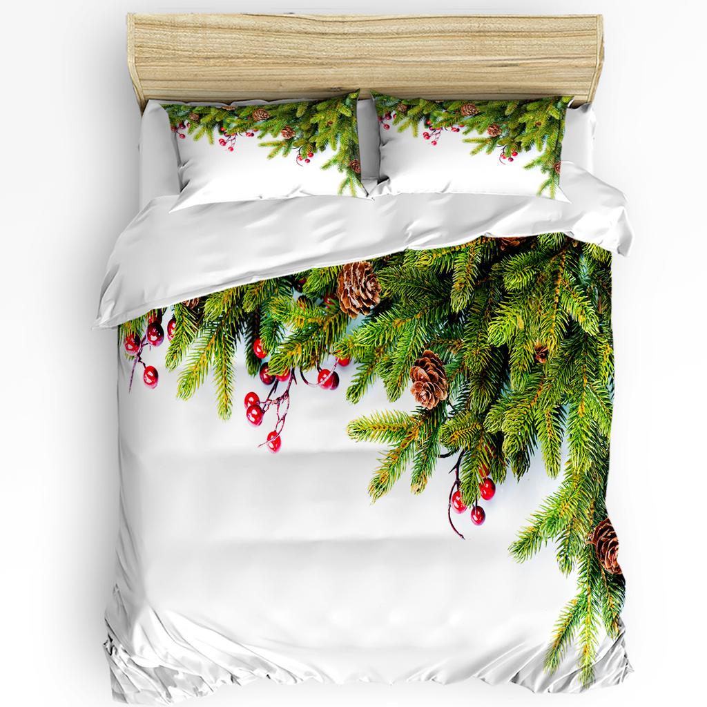 Christmas Tree Gifts Santa Claus Bells Snowflakes 3pcs Bedding Set For Bed Home Textile Duvet Cover Quilt Cover Pillowcase