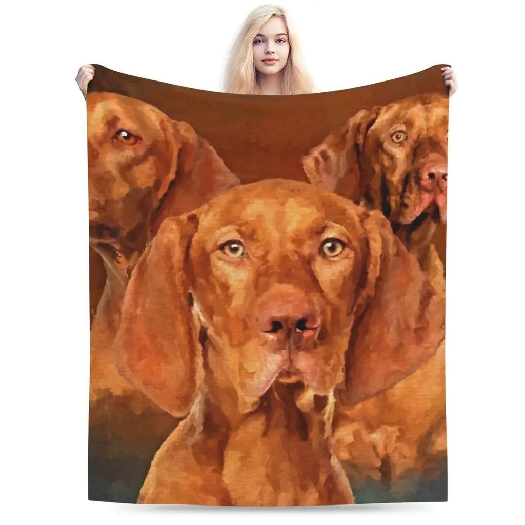 Flannel Throw Blanket Vizsla - Hungarian Pointer Collage Blankets Bedding Warm Plush Blanket for Bed Picnic Travel Home Couch