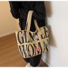 Canvas bag Women's large-capacity printed alphabet portable shoulder commuter tote bag Fashion new