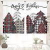 2 Pieces, Merry Christmas Red Buffalo Grid Tree and Snow Forest Farmhouse Curtains - Living Room Bedroom Home Decoration
