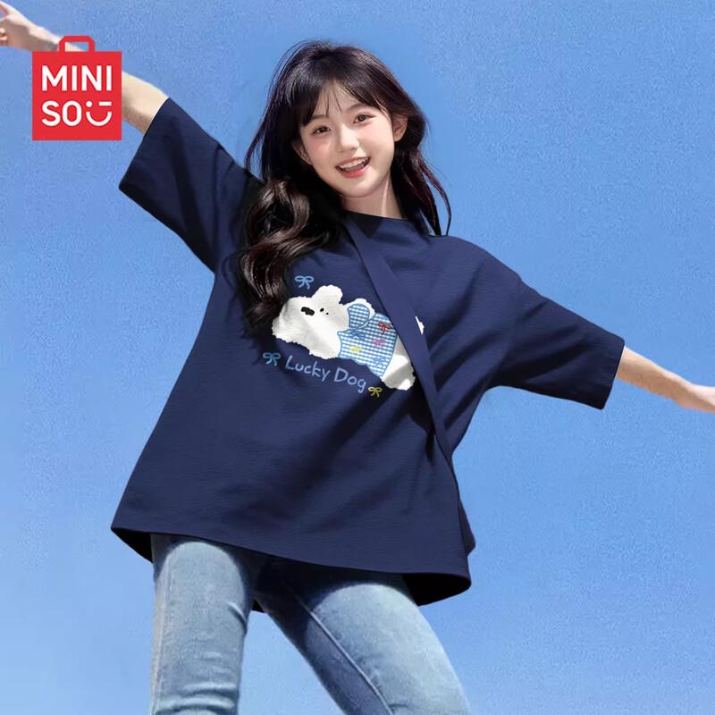 MINISO Women s 2026 Summer Pure Cotton Loose Fit Round Neck T-Shirt 2XL