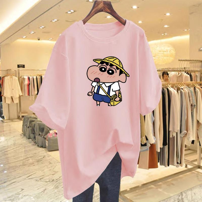 Cotton Printed Short-sleeved T-shirt for Women's Summer New Loose Large-size Cartoon Top Bottoming Shirt for Women