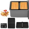 2Pieces Air Fryers Compatible Waffle Pan Set Silicone Bakeware with Handle Oven Safe Waffle Molds for Easy Removal