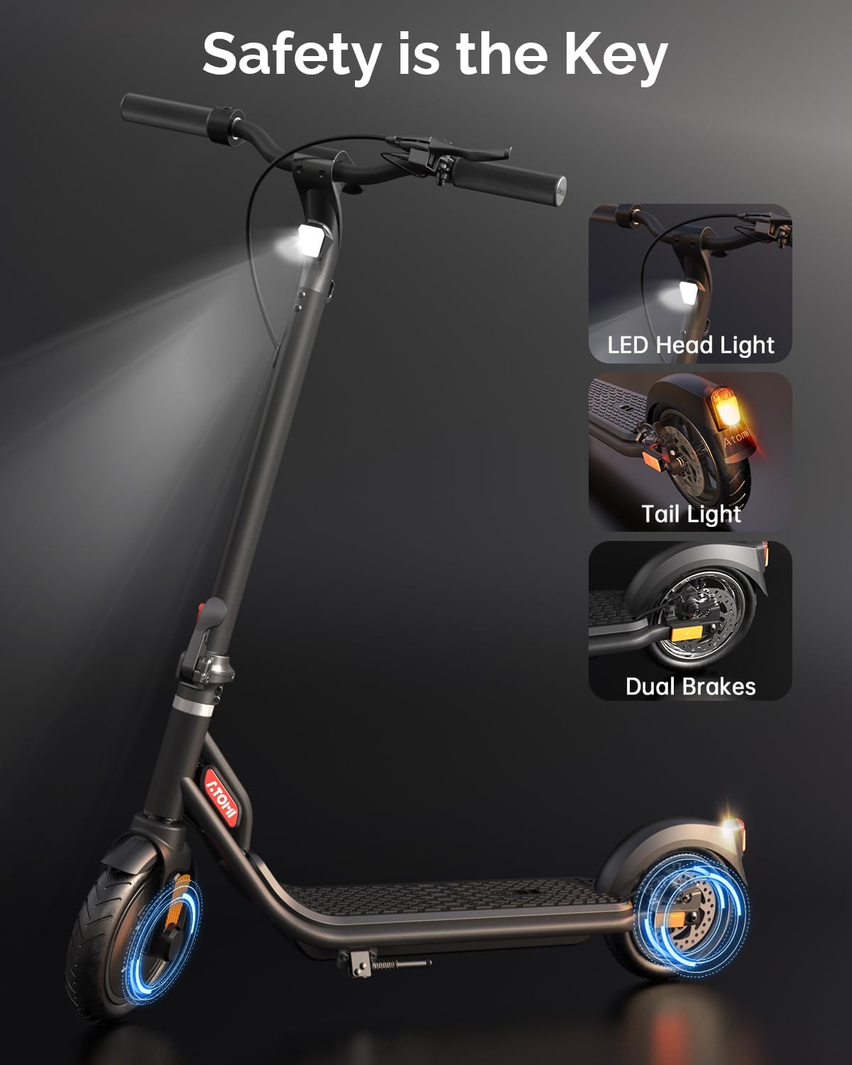 Atomi E20 Monopattino Elettrico 500W Motore 36V 7,5Ah Batteria 8,5