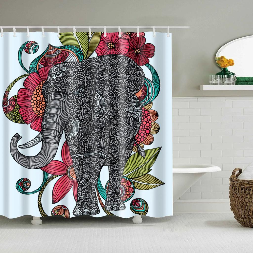 Söt Duschdraperi med Djurmönster Polyester Vattentätt   duschdraperi